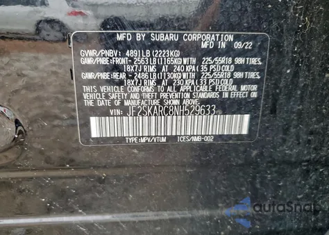 2022 Subaru Forester Touring из США, поврежденный, VIN JF2SKARC8NH529633